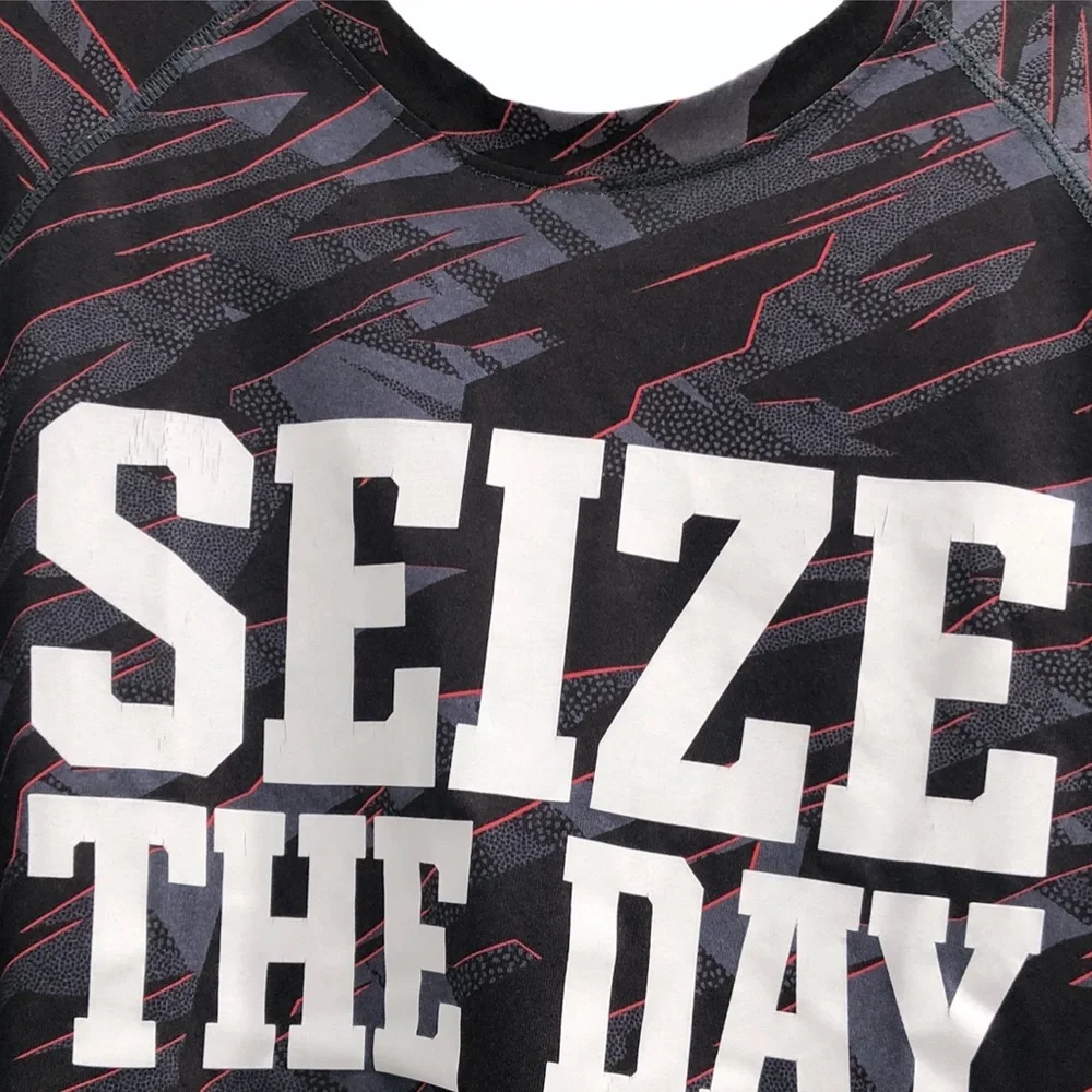 ADIDAS REFRESH SEIZE THE DAY TEE BLACK/GRAY/ORANGE SIZE LARGE